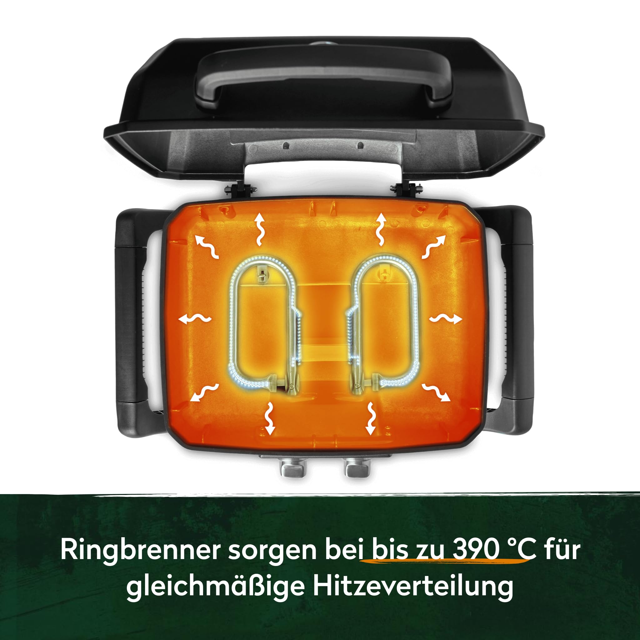 BURNHARD® 2-Brenner Gasgrill WAYNE 4,4 kW – Tragbarer Balkongrill - Tischgasgrill klein mit Aludruckguss Brennkammer inkl. Abdeckhaube - Gusseisen Grillrost 5