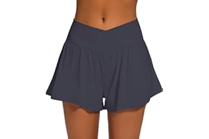 ZKIEYS Womens Crossover Athletic Shorts Wide Waistband Flowy Tennis Sports Skorts with Pockets