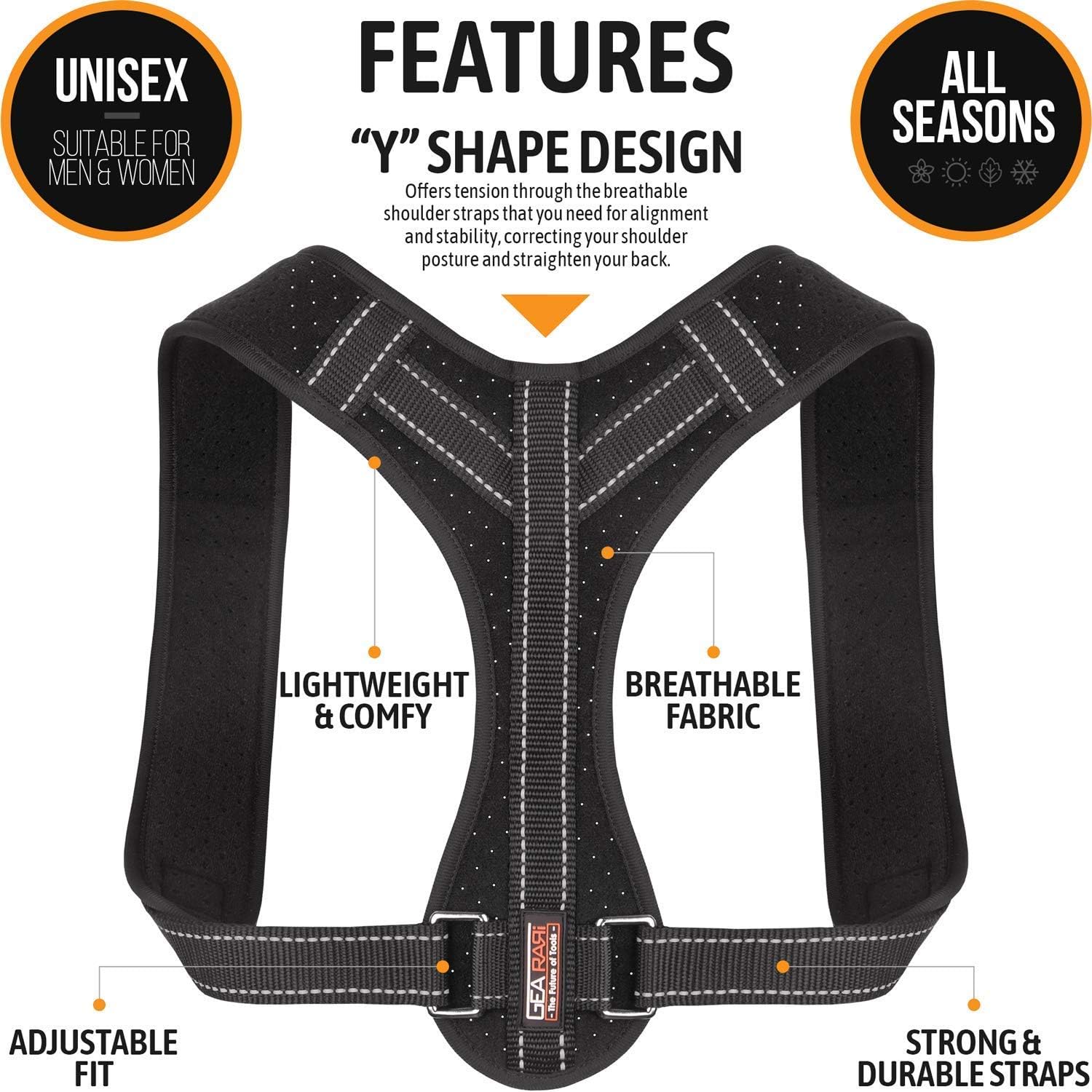 Posture Corrector for Men and Women - Upper Back Brace Straightener with Adjustable Breathable Clavicle Support Effective for Neck, Back and Shoulder Pain Relief Lumbar Support (Regular) (Regular): Industrial & Scientific