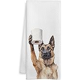 WOTYPU Funny Belgian Malinois Gifts Bathroom Hand Towels, Belgian Malinois Dog Lovers Gifts Decorative Hand Towels for Kids Guest Bathroom Washroom Half Bath, 16X24 Inch
