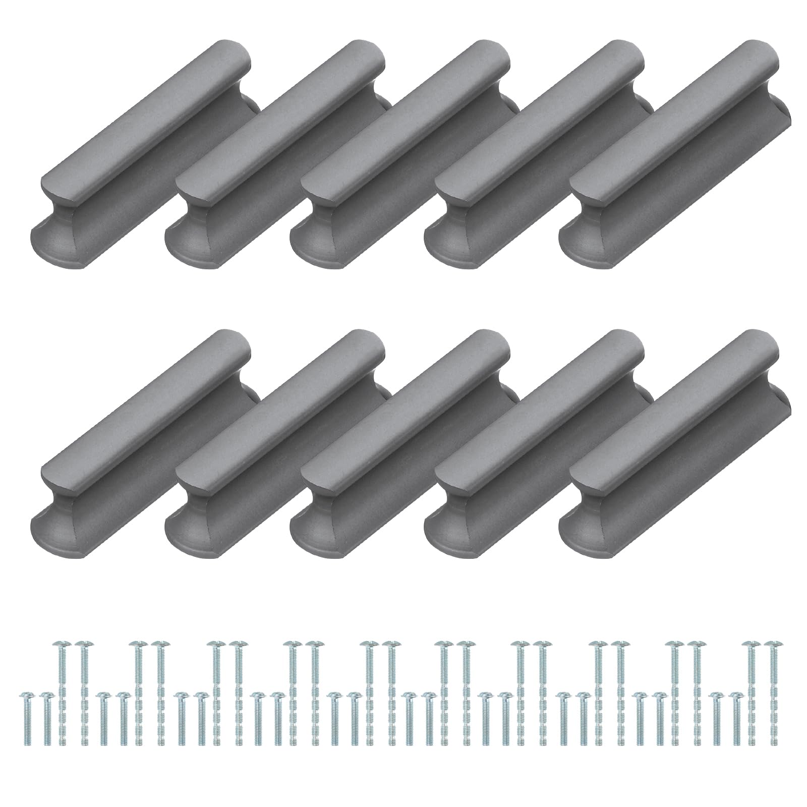 PATIKIL Door Handles 1.26 Inch (32mm) Hole Center, 10 Pack Brushed Pulls Kitchen Drawer Hardware for Cupboard Drawer Pulls, Gray