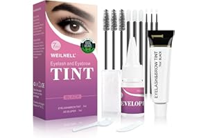 WEILNELL Eyelash & Eyebrow Color Kit, Professional Instant Lash & Brow Color Kit, Easy to Use with Natural Results, DIY Hair Coloring Eye Brow & Eye Lash Set for Beginner Salon Beauty 7ml (Black)