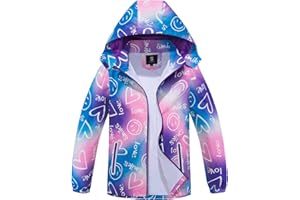 SAPHIROSE Kids Rain Jacket Waterproof Raincoat Mesh Lined Coat with Removable Hood for Boys Girls