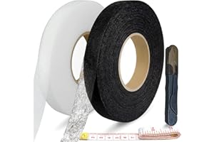 Catephe 140 Yards Stitch Witchery, 2 Rolls 0.59 inch Hemming Tape for Pants, Fusible Hem Tape with Scissors, Tape Measure for Curtains, Dresses