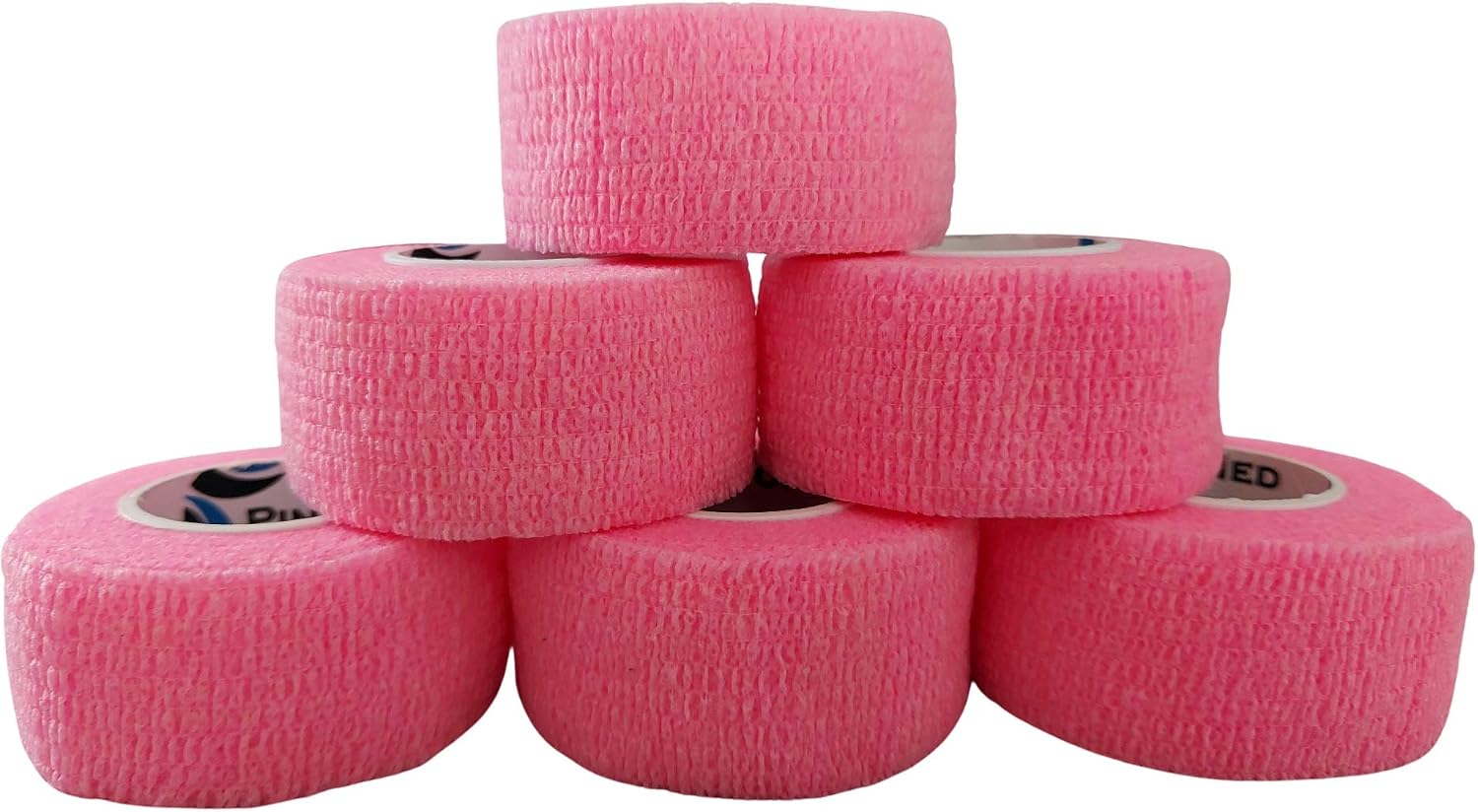 PintoMed, 6 X Pink X 2.5CM X 4.5M, Cohesive Bandage Stretched, Self-Adhesive Flexible Bandages
