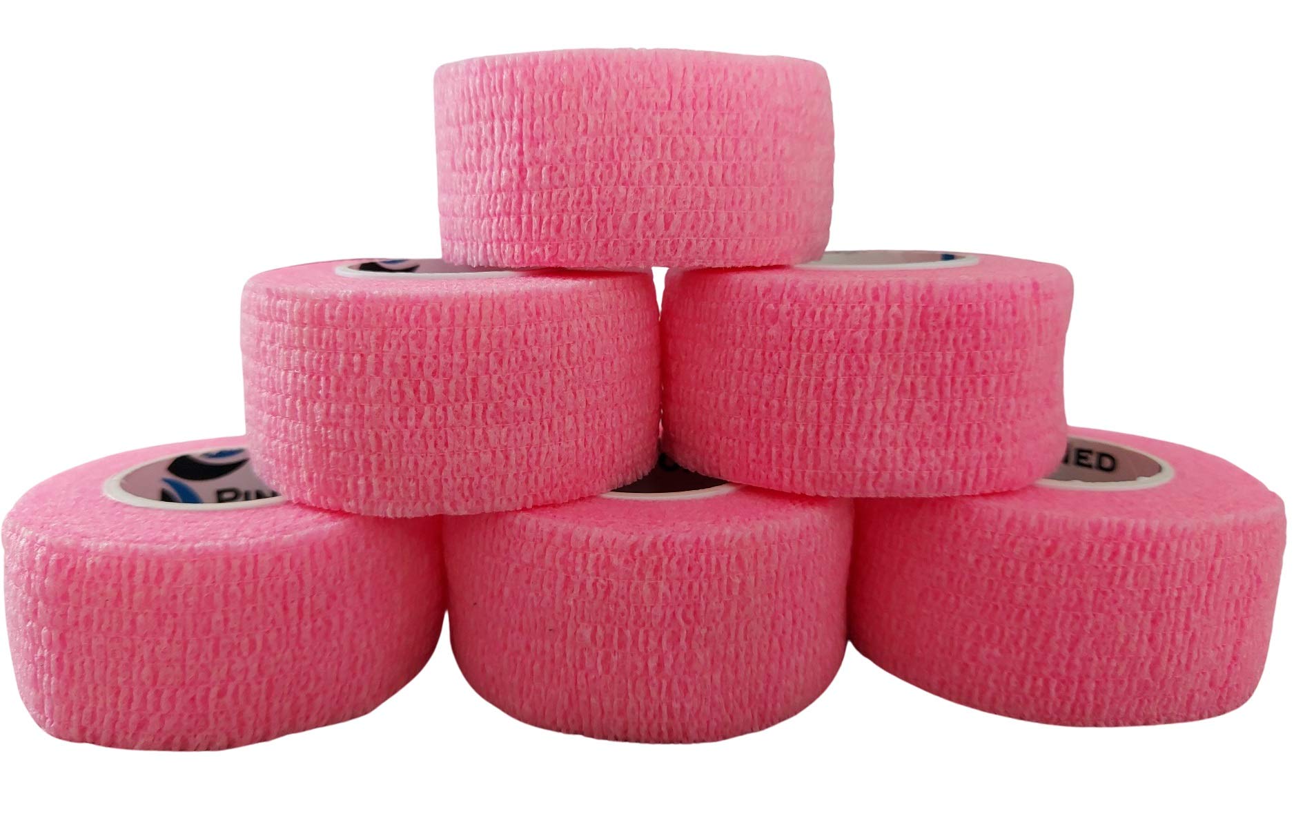 PintoMed – 6 X Pink X 2.5CM X 4.5M - Cohesive Bandage Stretched, Self-Adhesive Flexible Bandages, First Aid Sports Wrap Bandages Pack Individually for Medical, Sports and Veterinary use.