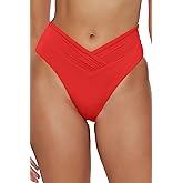 BECCA Women's Color Code High Waisted Shirred Bikini Bottom, Cheeky Coverage, Swimwear Separates