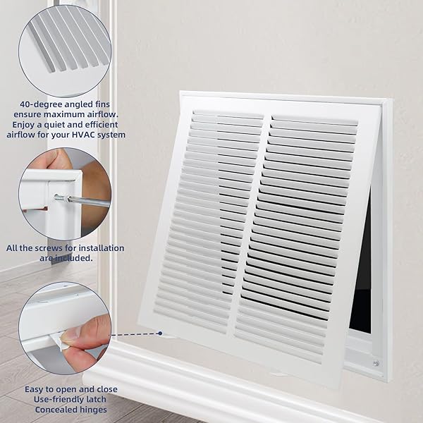 RETURN AIR GRILLE VENT COVER GRILL FOR WALL AND CEILING,AIR RETURN VENT COVER FITS DUCT OPENING 20″W X 25″H, HVAC A/C COLD AIR INTAKE GRILLE