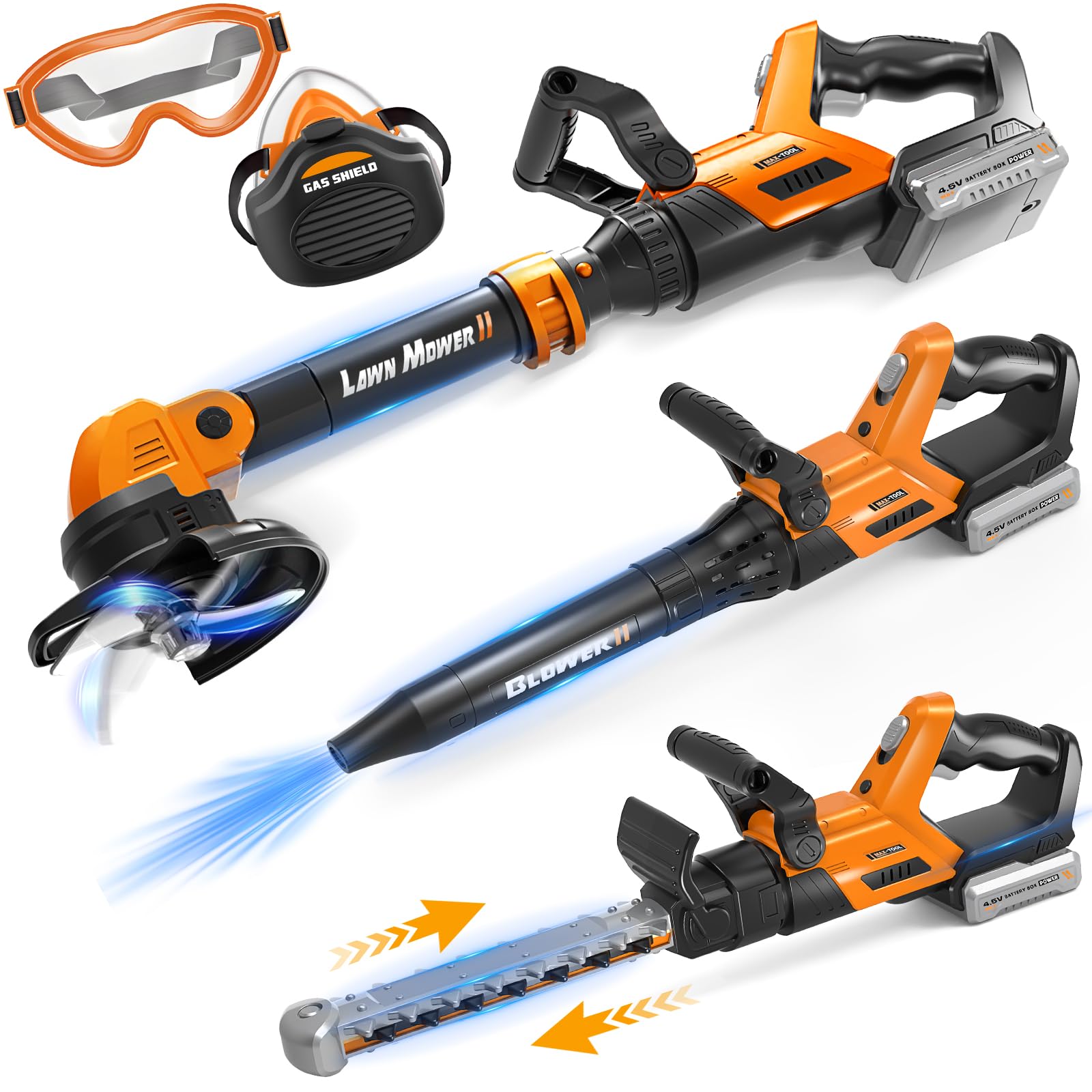 Photo 1 of *Missing Parts*
3-IN-1 Kids Garden Tools with Lights and Sounds, Weed Wacker Toy, Leaf Blower Toy, and Hedge Trimmer, Yard Tools Outdoor toys for Boys Pretend Role Play, Christmas Birthday Gifts for Kids 3,4,5,6,7,8+