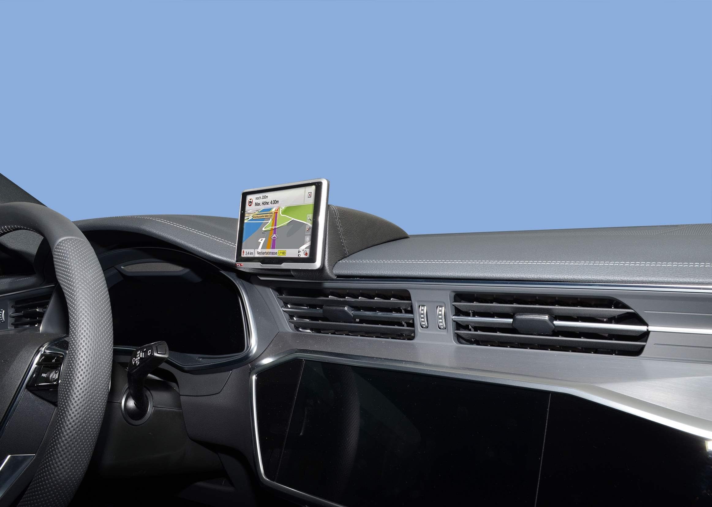 KUDA 7435 Holder Imitation Leather Black for Sat Nav Audi A6/S6 (Type C8) from 06/2018