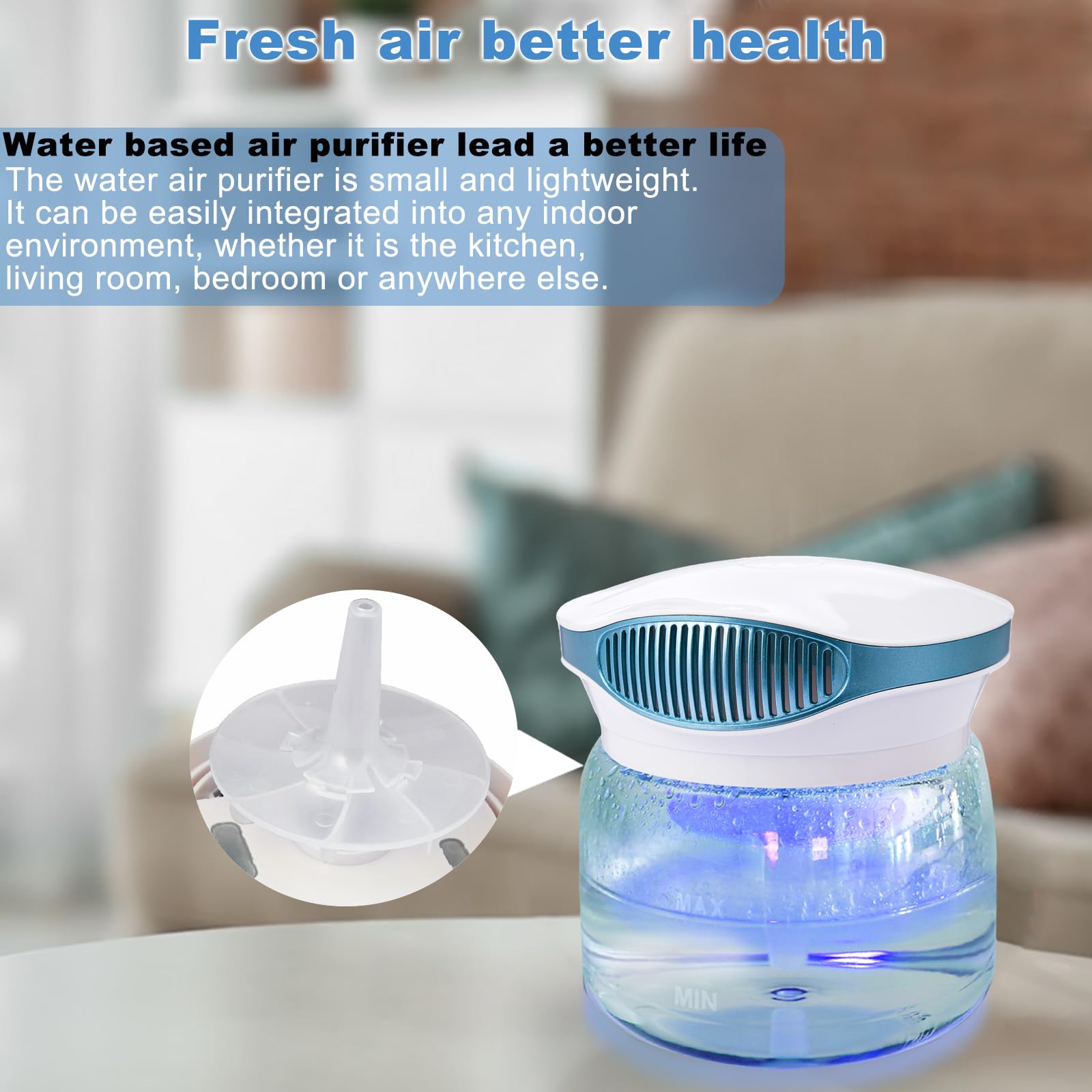HimAoto Water Air Purifiers for Home, Air Washer Aroma Diffuser, Rainbow Air Purifier, Air Washer Humidifier, Essential Oils Aroma Fresher With Night light for Home, Office, Bedroom