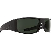 Spy Optic Logan Polarized Wrap Sunglasses, (Soft Matte Black/Happy Gray/Green Polarized)