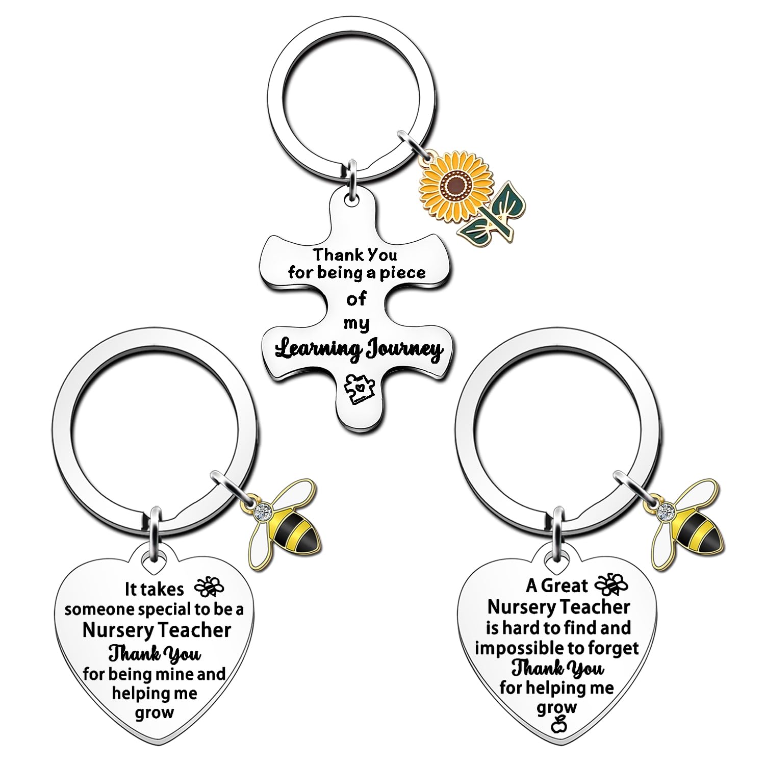 FMCC Nursery Teacher -Thank You Gifts for Nursery Teacher -Keyring Gifts for Nursery Teacher Women Men 3PCS