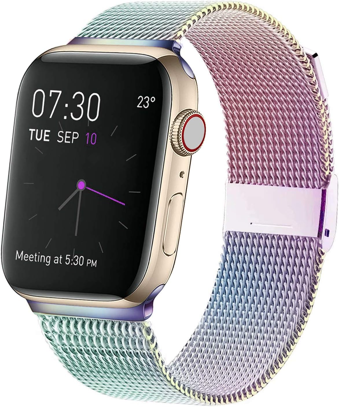 MCORS Compatible with Apple Watch Band 38mm 40mm 42mm 44mm,Stainless Steel Mesh Metal Loop with Adjustable Replacement Bands for Iwatch Series 5 4 3 2 1 Colorful