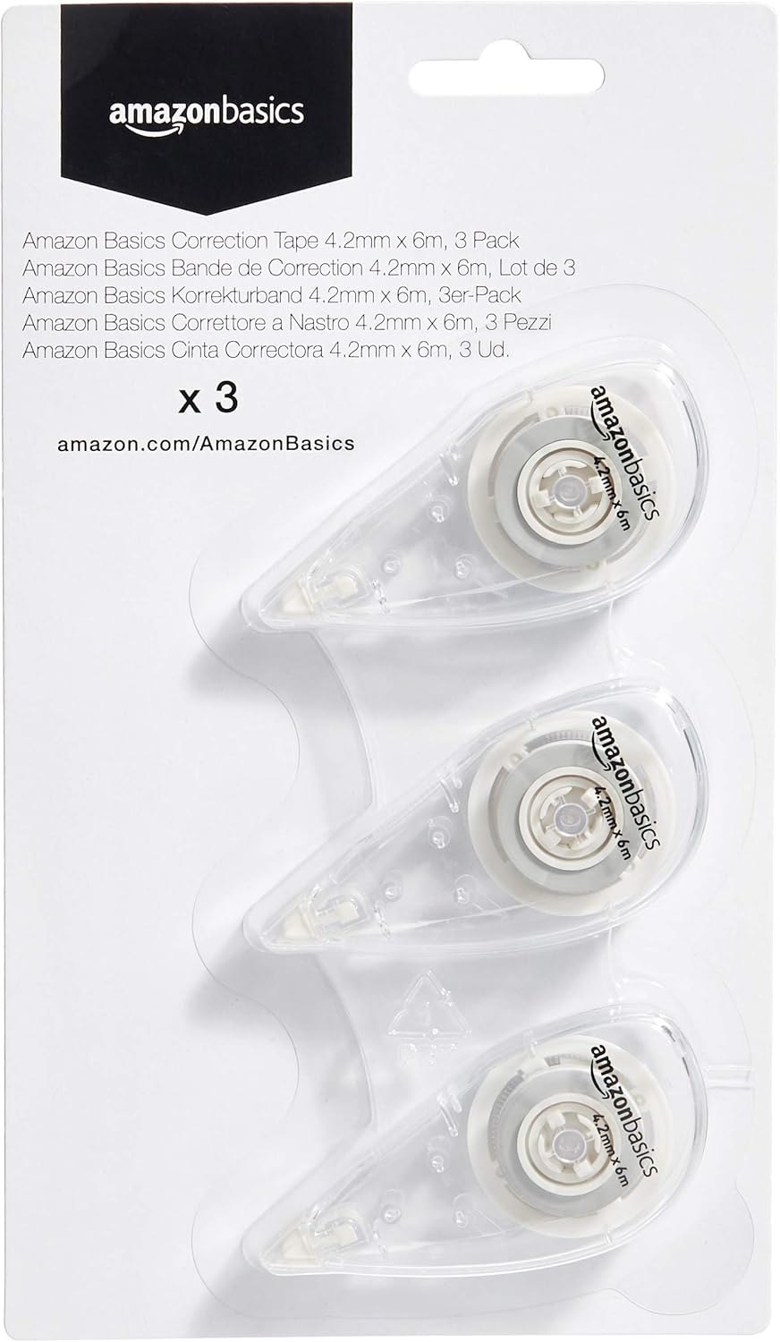 Amazon Basics Correction Tape 4.2mm x 6m, 3 Pack BigaMart