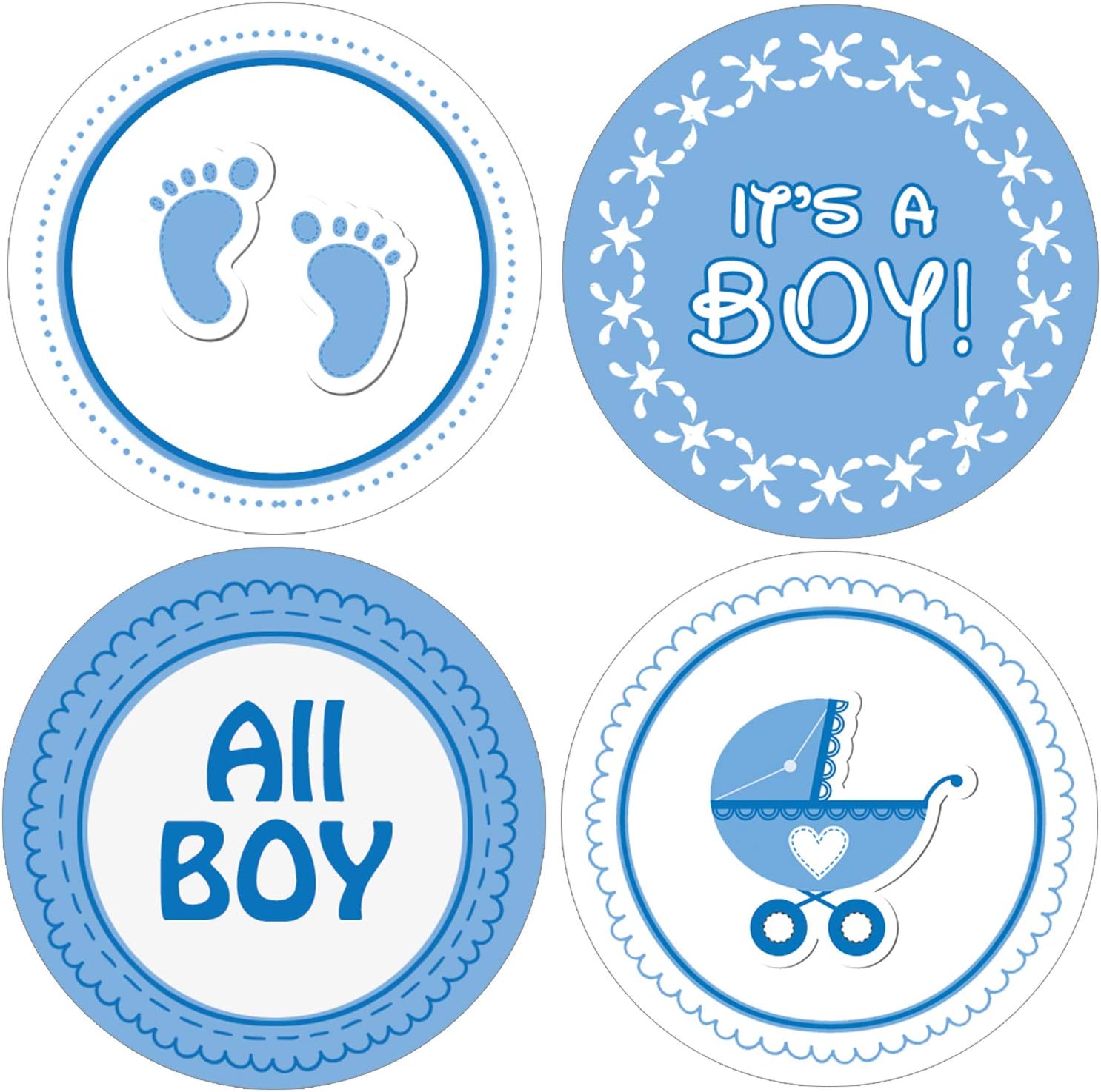 12 Baby Shower Boy Round Gloss Stickers Candle stickers Light My Way