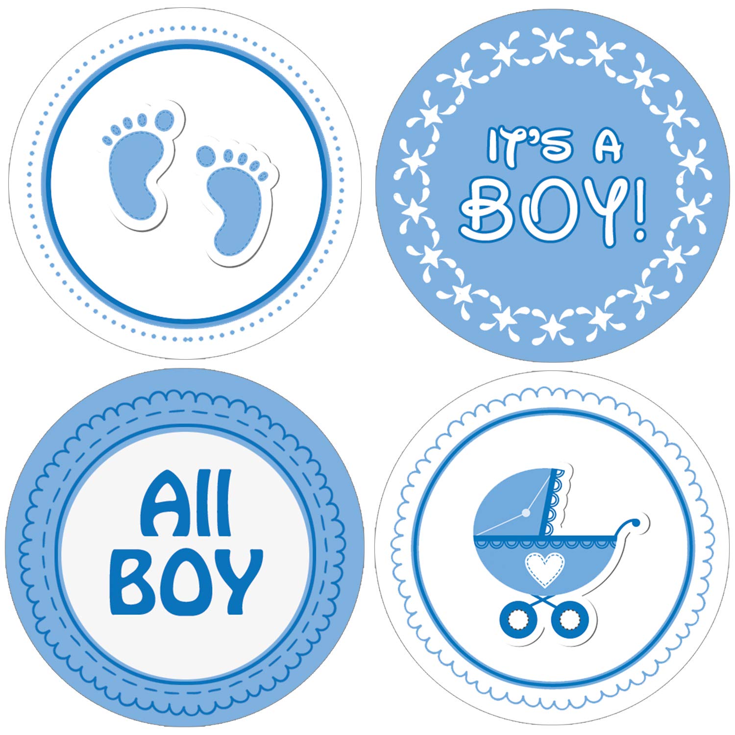 Amazon Com It S A Boy Baby Shower Favor Stickers Blue Footprint
