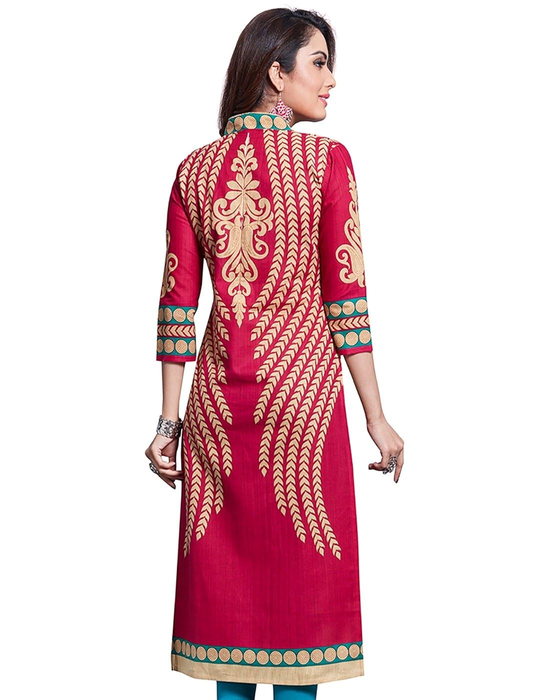 jevi prints women's unstitched kurti material (saheli-1617_pink_free size)