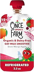Once Upon a Farm Oat Milk Smoothie Straw-Mango Apple Organic Snack Pouch, 3.2oz