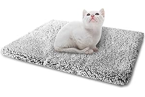NWK Fluffy Self Warming Thermal Plush Fur Pet Mat for Dogs and Cats, Body Heat Reflecting Cat Bed Mat, Washable, for Sofa & Crate & Kennel & Car Seat (16'' X 20'', Grey)