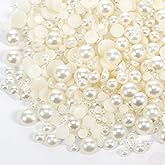 Mini Flatback Pearl Bead 1000 Pcs 2/3/4/5/6/7/8mm Half Round Flatback Pearls for DIY Craft Decorations, Wedding Dress, Bags Making (Ivory)