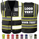 Custom Safety Vest High Visibility Reflective Vests with Logo Pockets Men Women Customize 2 two tone Work Vest Construction