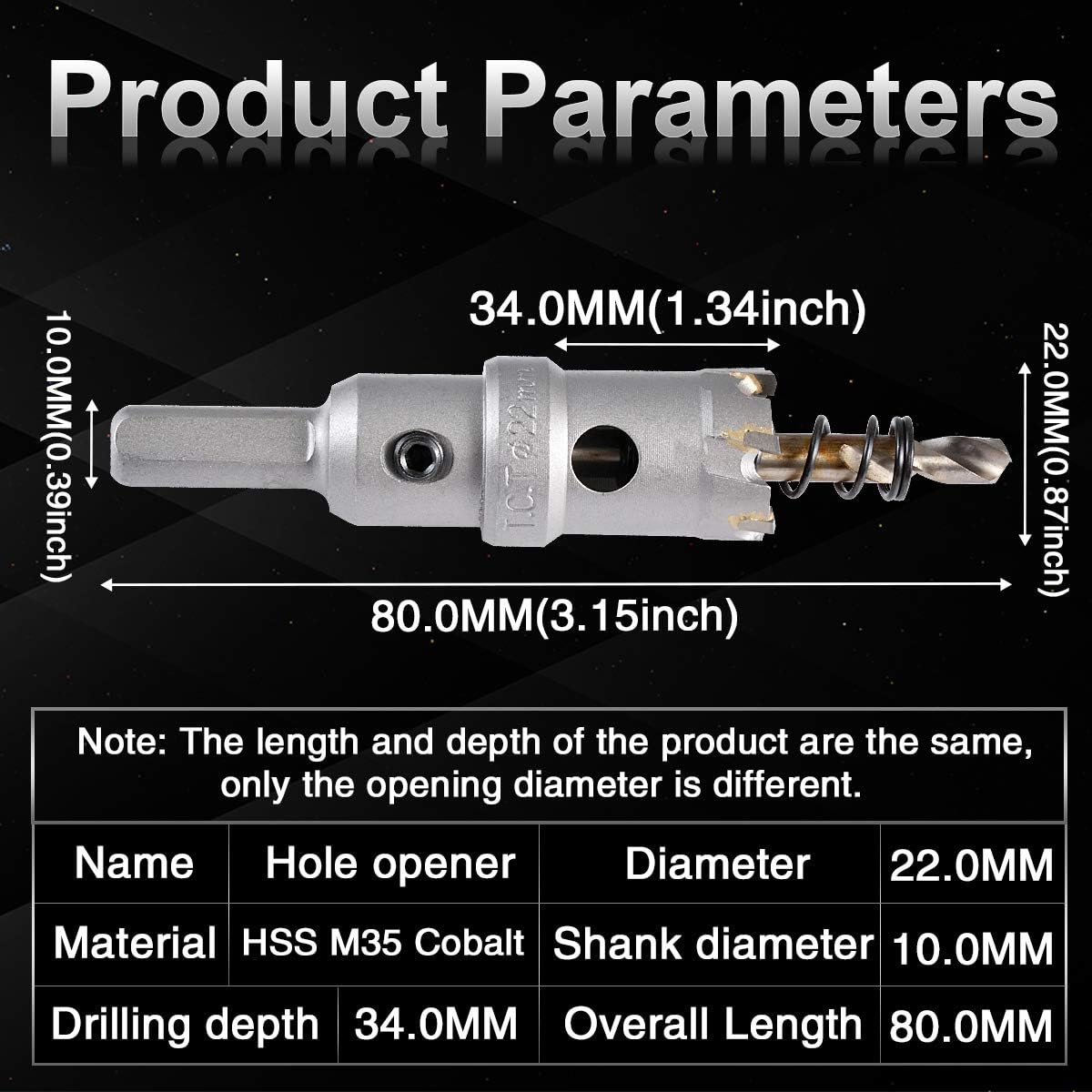 KATUR TCT Carbide Hole Saw Drill Bit 22mm, Tungsten Carbide Tipped Hole Cutter - Image 3