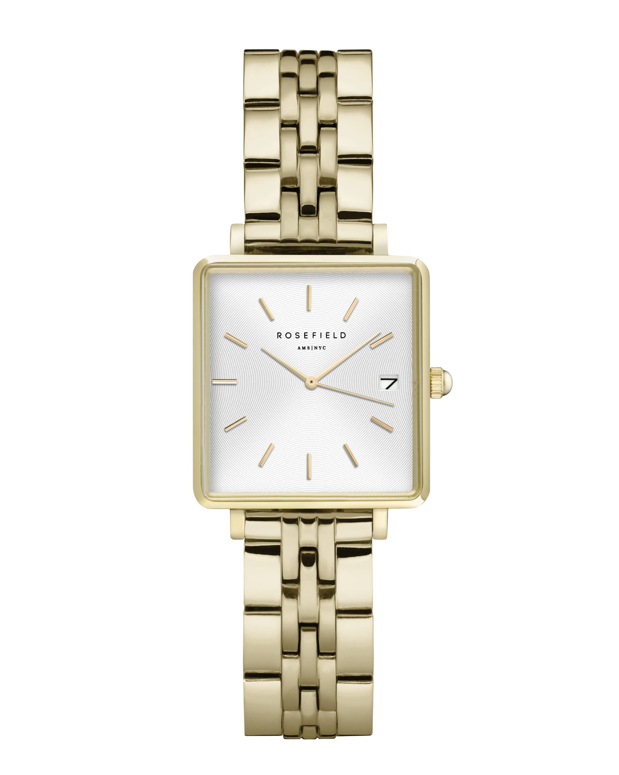 Rosefield Women's Watch The Boxy XS Gold Square Case - White Dial & Gold Steel Strap QMWSG-Q021 — image 1