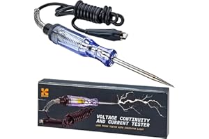KATZCO Voltage Continuity & Current Tester - 6-12 V DC - 24 V AC - Heavy Duty - 54" Cord - Indicator Light - Electrical Tester