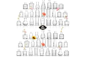 ROLLSCERAY Bud Vases in Bulk 50, Glass Vases for Centerpieces, Small Vases for Flowers, Small Flower Vases for Centerpieces, 