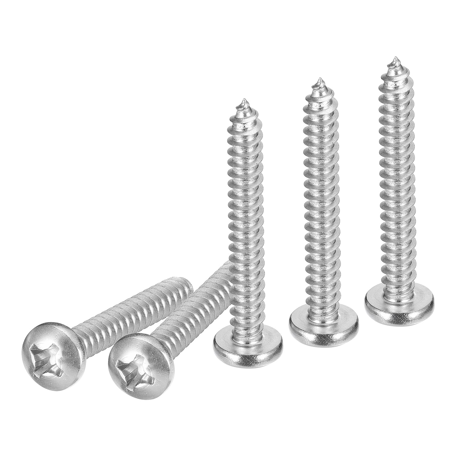 DTGN #14x1-3/4" Phillips Pan Head Self-tapping Screw - 25Pack - Bright Finish 304 Stainless Steel Sheet Metal Screws Wood Screws — image 1