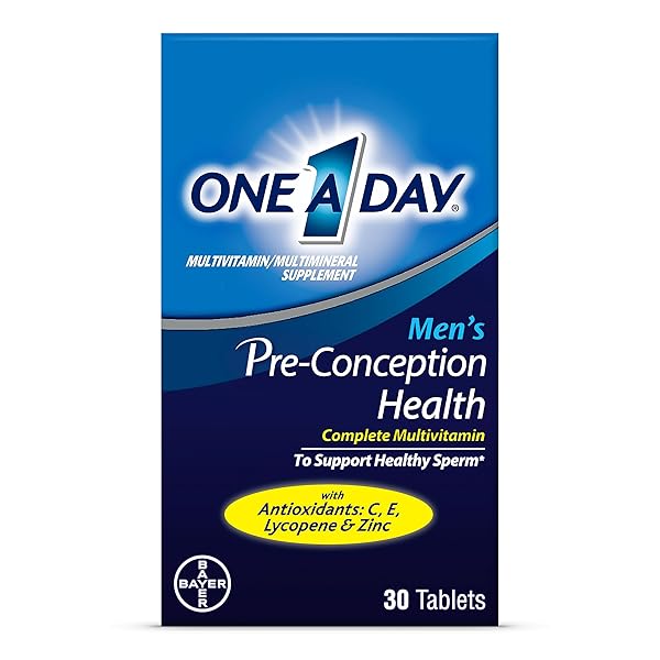 ONE A DAY MEN’S PRE-CONCEPTION HEALTH MULTIVITAMIN TO SUPPORT HEALTHY SPERM, SUPPLEMENT FOR MEN WITH VITAMIN C, VITAMIN E, SELENIUM, ZINC, AND LYCOPENE, 30 COUNT