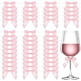 50 PCS Satin Ribbon Black Bow Deco, Twist Tie Bows 4.7 X 2.7 Inches Pre-Tied Satin Ribbon Mini Bows for Gift Wrapping, Crafts, Wedding Party Decoration (Pink)