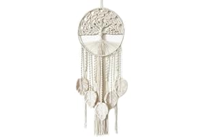 MEIZHIANDME Large Tree of Life Dream Catchers, Macrame Wall Hanging Boho Handmade Woven Dream Catcher Macrame Wall Decor Art for Adults Boys Girls Bedroom Wedding Party Decor, Festival Blessing Gift（Light Beige）