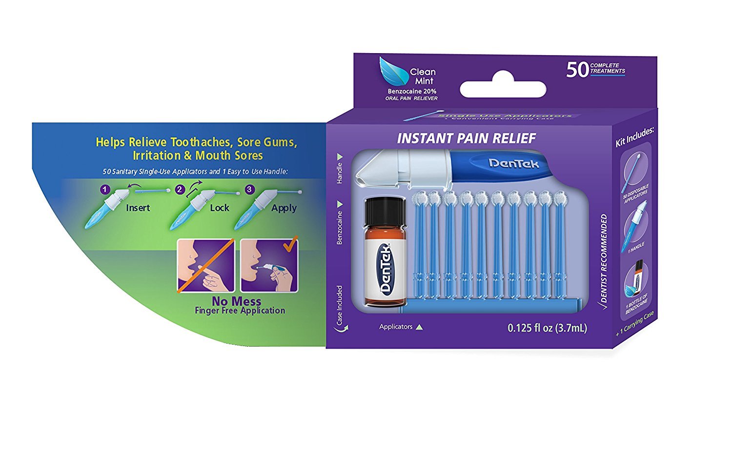 DenTek Instant Oral Pain Relief Maximum Strength Kit for Toothaches | 50-Count per pack | 2-Pack : Beauty