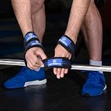 AQF Figure 8 Weight Lifting Straps with Neoprene Padding Black Blue view 6