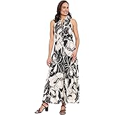 London Times Womens Sleeveless Collared Button Front A-line Maxi Wedding Guest Dresses