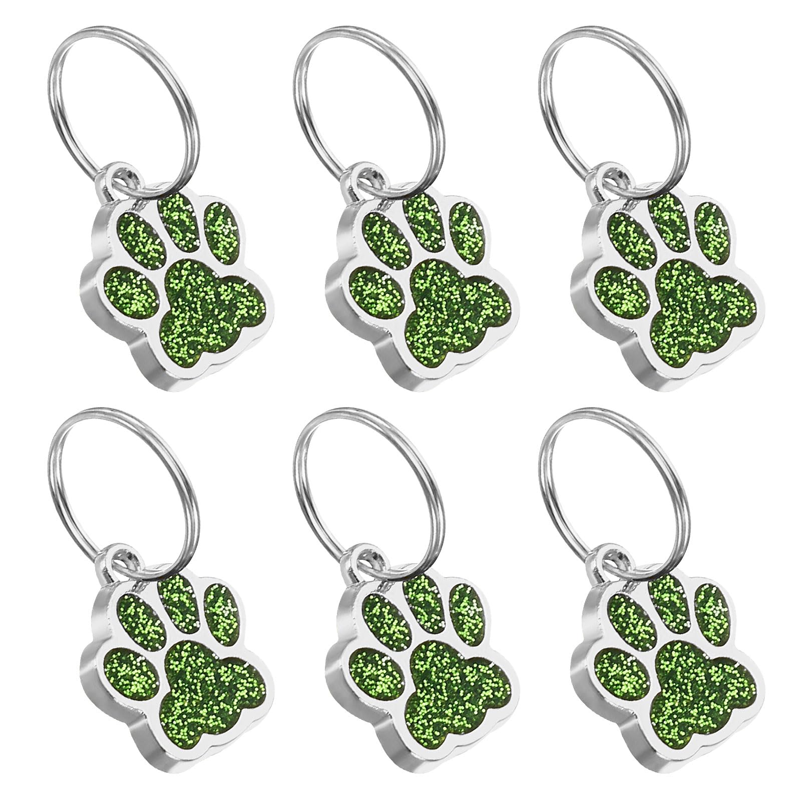 PATIKIL Animal Dog Cat Paw Print Pendants, 6 Pcs Crystal Footprint Dog Cat Paw Prints Pendants for DIY Necklace Bracelet Enamel Jewelry Making, Light Green