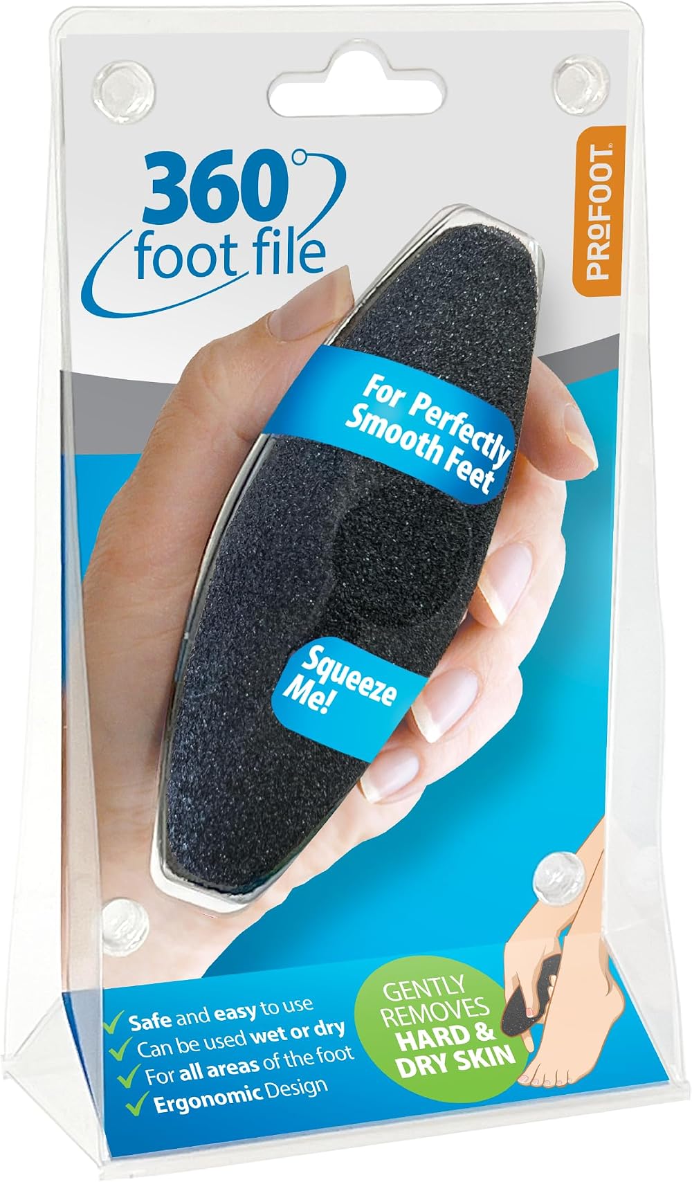 PROFOOT 360 Foot File Ergonomic Soft Gel Callus Remover for Hard Skin