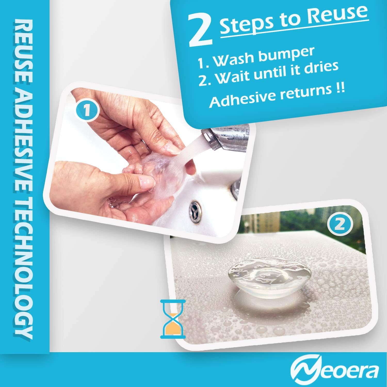Neoera Door Stopper Wall Protector (Clear, 5pack)-Quiet, Shock Absorbent Gel - Adhesive Reusable Bumper Protector, Wall Shield & Silencer for Door Handle, Soft Rubber Round Door Stop 2”: Office Products