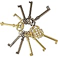 Skeleton Key Set - 10 Keys on a Keyring - Reproduction Keys for Antique Furniture Doors and Drawers - Curios, China Cabinets, Wardrobes, Grandfather Clocks, Dressers and Desks | UA-170-KS