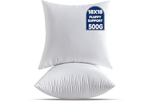 QSWRD 18 x 18 Throw Pillow Inserts Pack of 2 Medium White Decorative Square Pillows for Couch Bed Sofa Cushion Sham Stuffer Indoor