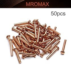 MroMax 50Pcs M3 Round Head Copper Solid Rivets