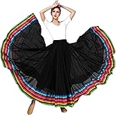 ZYACTU Women's Lyrical Dance Skirt - Chiffon Swing Long Skirt for Mexican & Flamenco Dance