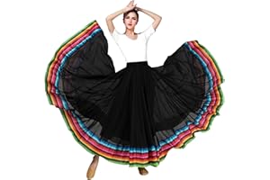 ZYACTU Women's Lyrical Dance Skirt - Chiffon Swing Long Skirt for Mexican & Flamenco Dance