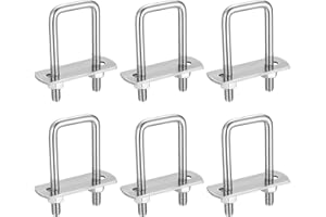 BJBJJIU 6 Pack Square U-Bolts, Stainless Steel U-Bolts with Frame Plates and Nuts, 1"/25mm Inner Width 2.44"/62mm Length, Square U Shaped Bolts for Automobiles Trailer, Ski Boat, Sailboat, Trailer