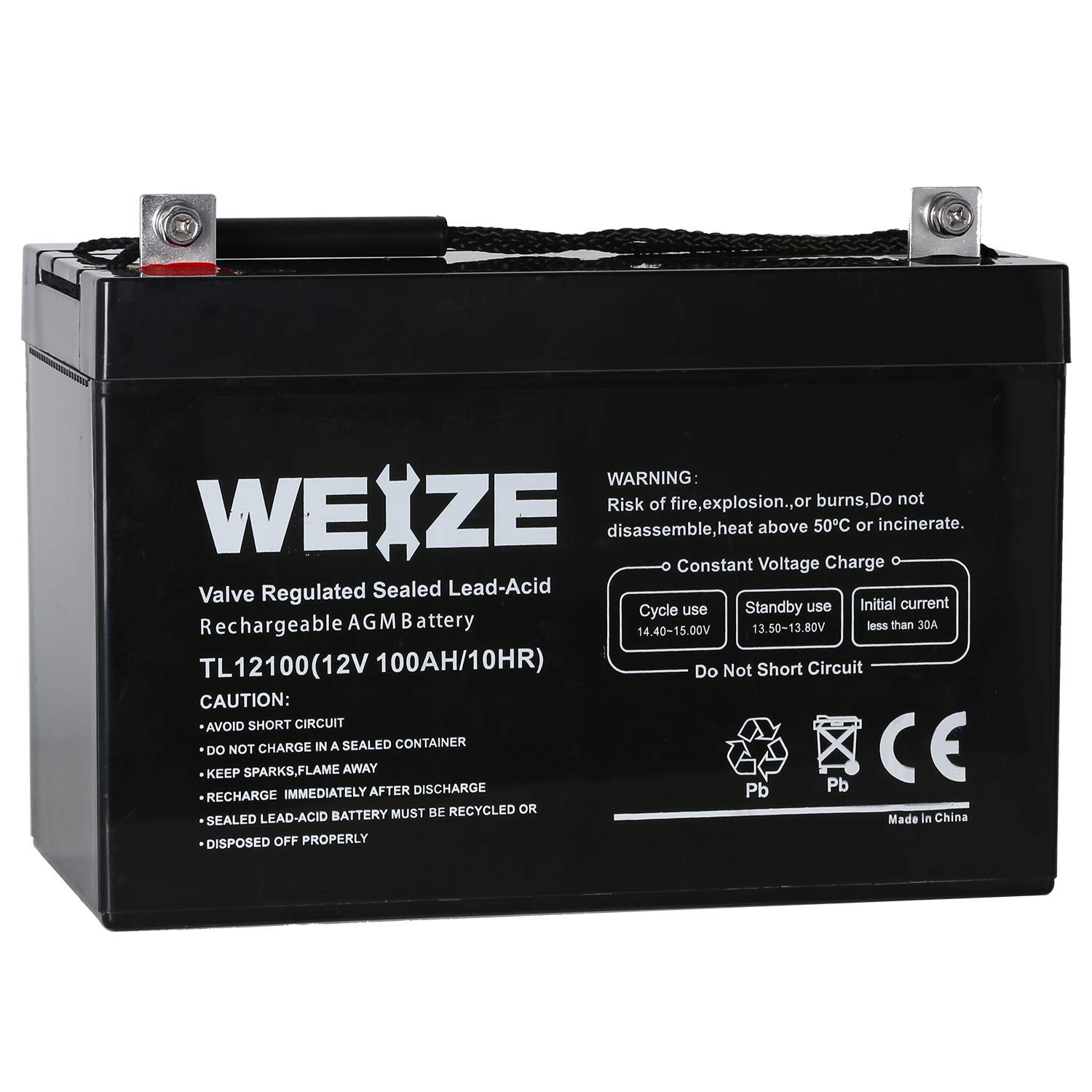 Weize 12V 100AH Deep Cycle AGM SLA VRLA Battery for Solar System RV