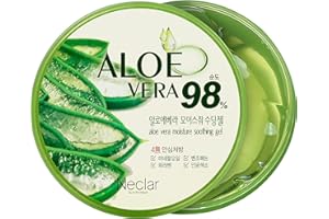 Neclar 98% Aloe Vera Gel - Aloe Vera Soothing gel - 10.58 Fl oz - Aloe Vera Gel sunburn relief - Korean Aloe Vera Gel for face - Aloevera gel