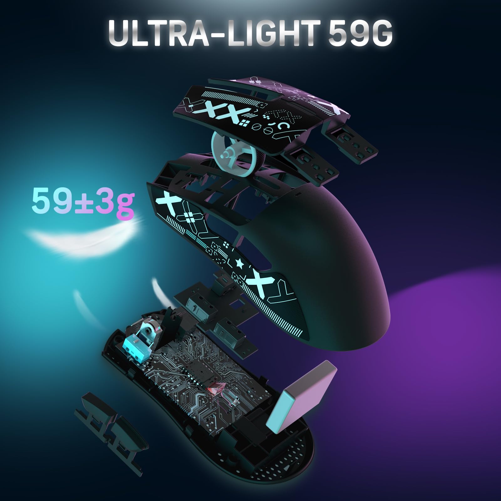 MAGIC-REFINER Attack Shark X11 59g Superlight Wireless Gaming Mouse with Grip Tape, RGB Charging Dock，BT/2.4G Wireless/Wired Pc Mouse, 22000 DPI,5 Programmable Buttons for Pc/Mac(Black)