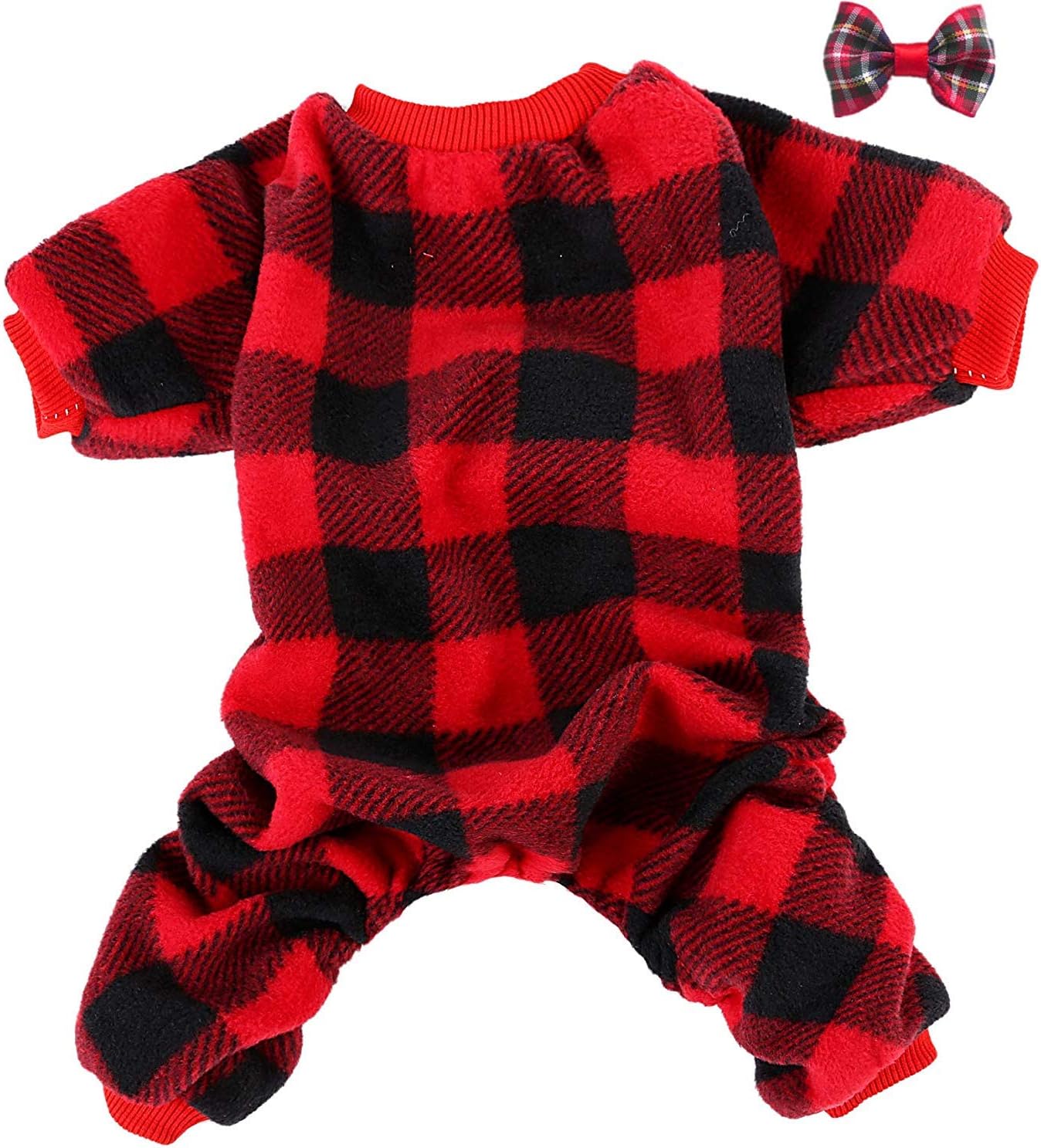 red plaid dog pajamas